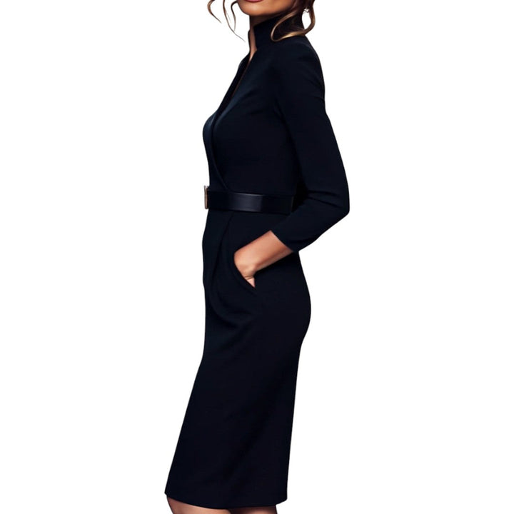 Marina | Vestido negro refinado con cinturón de regalo