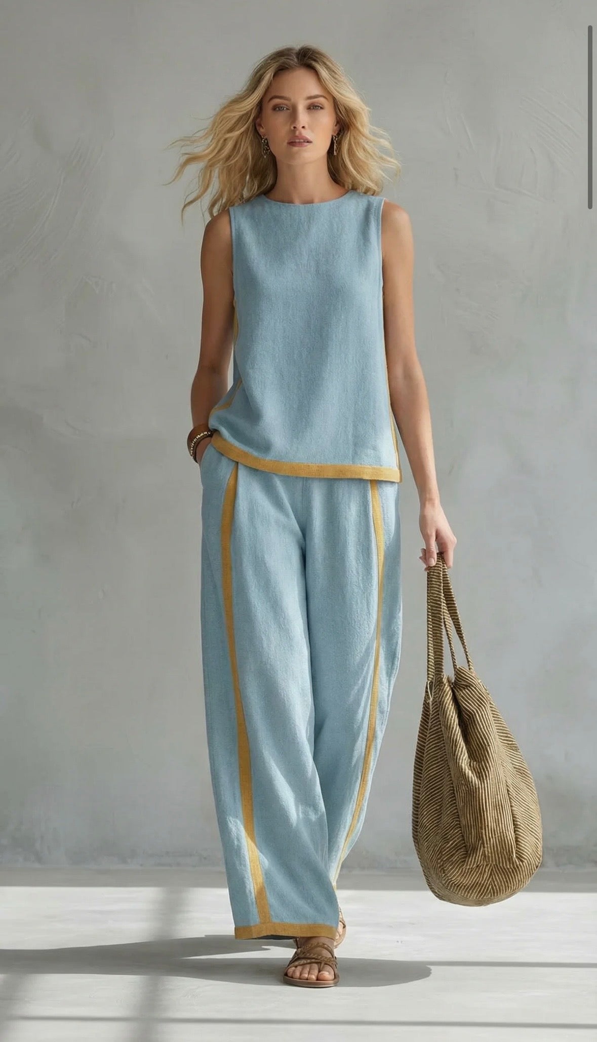 Marlene | Conjunto de Verano Elegante de Pierna Ancha de Dos Piezas