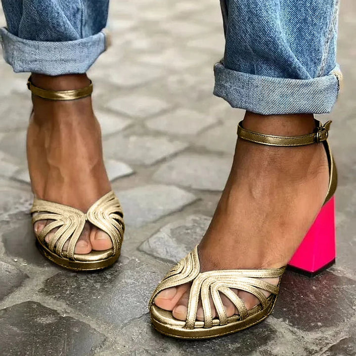 SANDALIAS TACÓN CONTRASTE