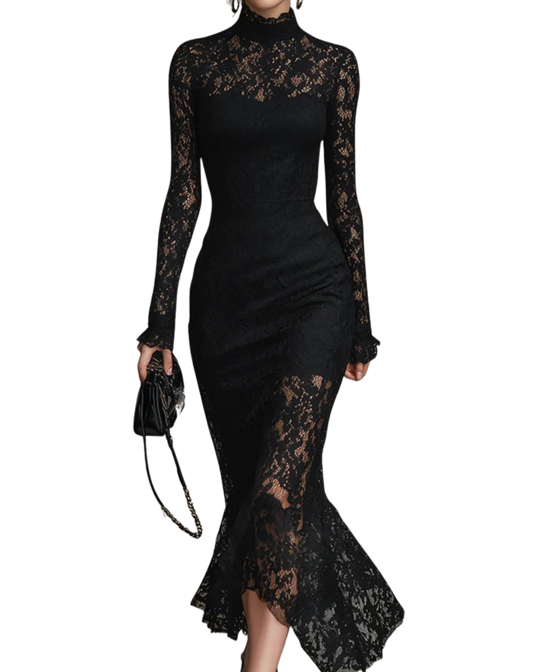 Veronika | Vestido Maxilargo de Encaje Negro