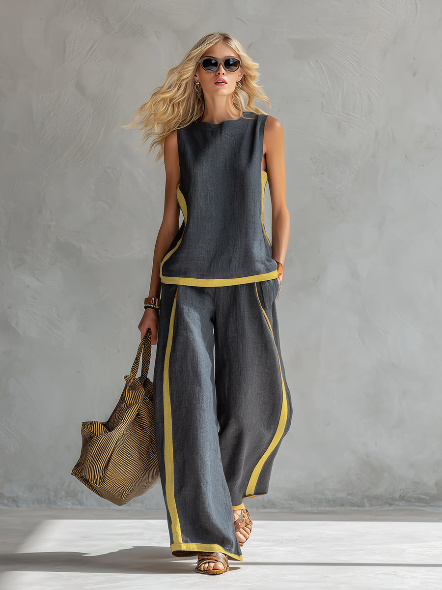 Marlene | Conjunto de Verano Elegante de Pierna Ancha de Dos Piezas