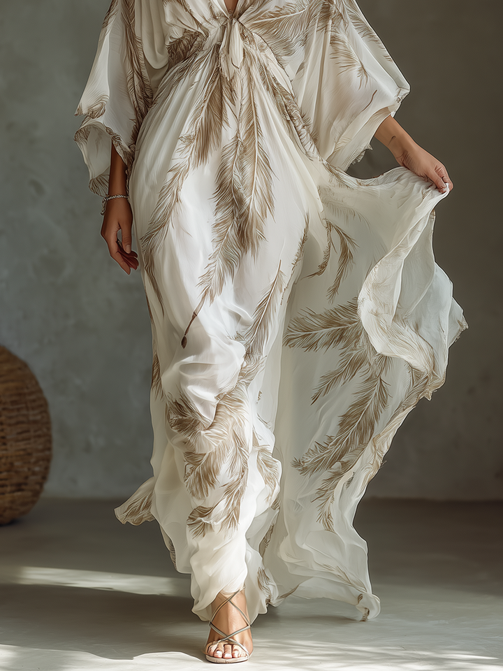 VESTIDO MAXI DE GASA CON ESTAMPADO