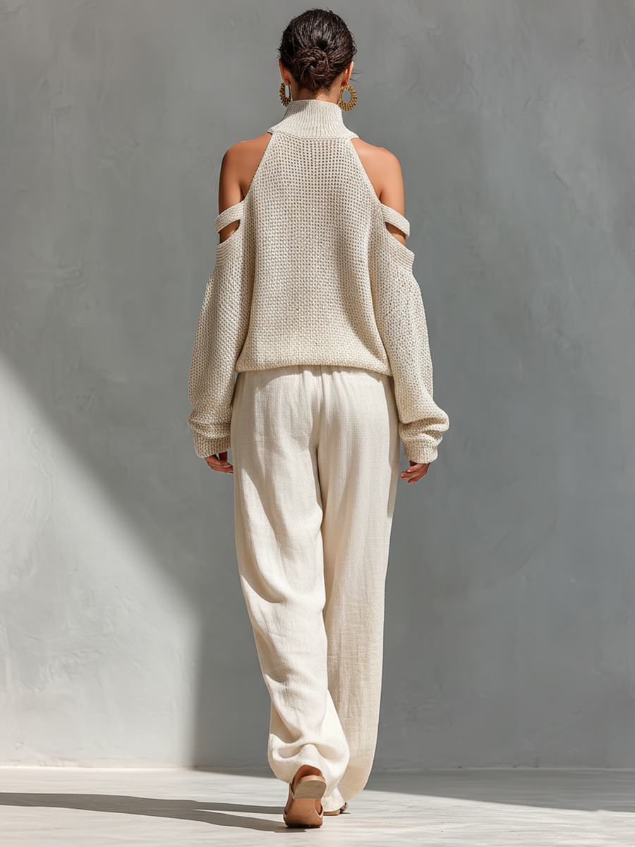 CONJUNTO DE PUNTO CON TOP DE HOMBROS DESCUBIERTOS