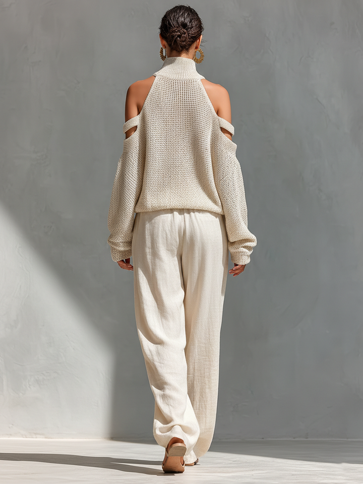 CONJUNTO DE PUNTO CON TOP DE HOMBROS DESCUBIERTOS