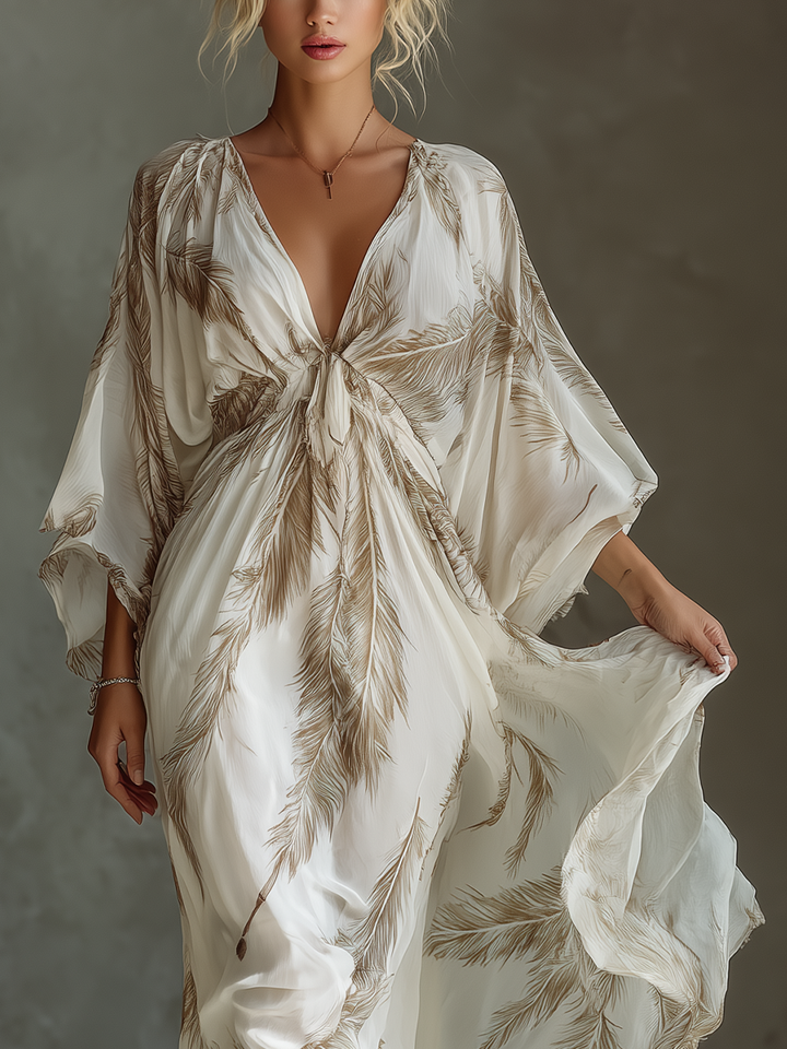 VESTIDO MAXI DE GASA CON ESTAMPADO