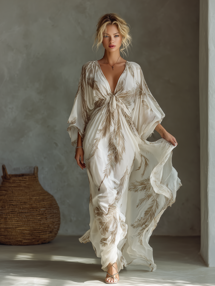 VESTIDO MAXI DE GASA CON ESTAMPADO