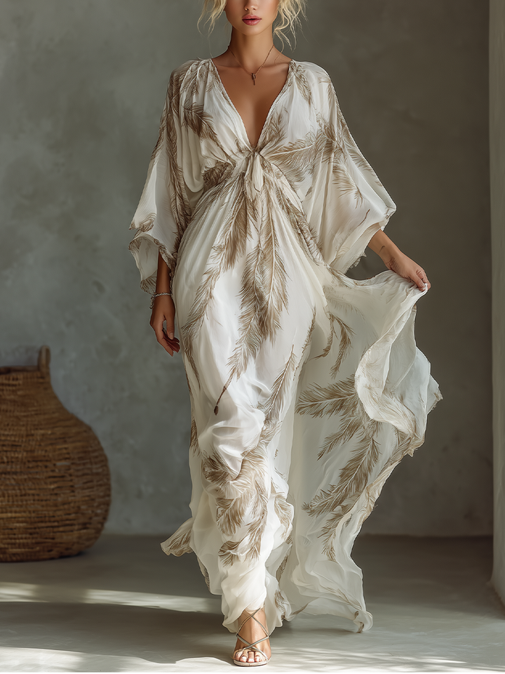 VESTIDO MAXI DE GASA CON ESTAMPADO