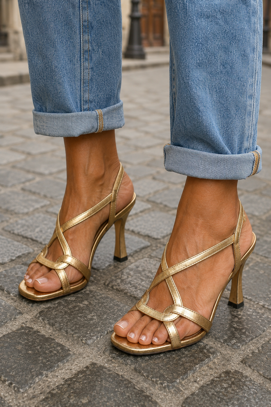 Cassie | Tacones Charm de Verano Dorado