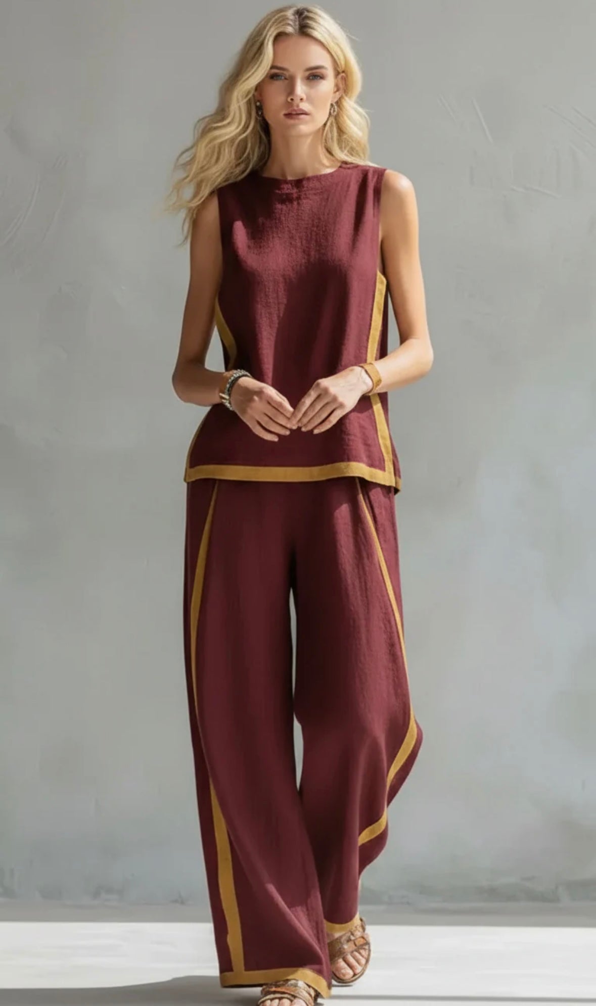Marlene | Conjunto de Verano Elegante de Pierna Ancha de Dos Piezas