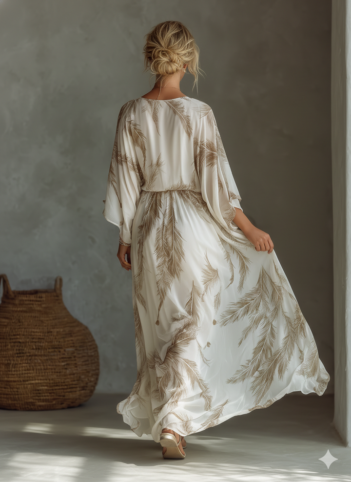 VESTIDO MAXI DE GASA CON ESTAMPADO