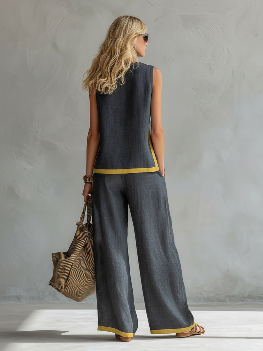 Marlene | Conjunto de Verano Elegante de Pierna Ancha de Dos Piezas