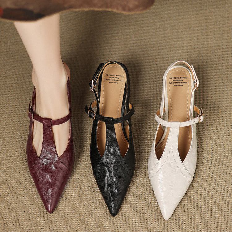 Tacones Altos de Cuero Noir Auténtico