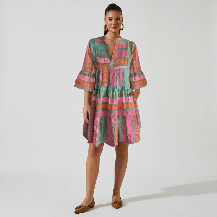 Juliane | Vestido Boho de Swing con Detalles de Volantes